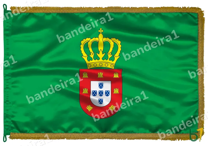Bandeira de D. Pedro II (de Portugal) em cetim com franja dourada