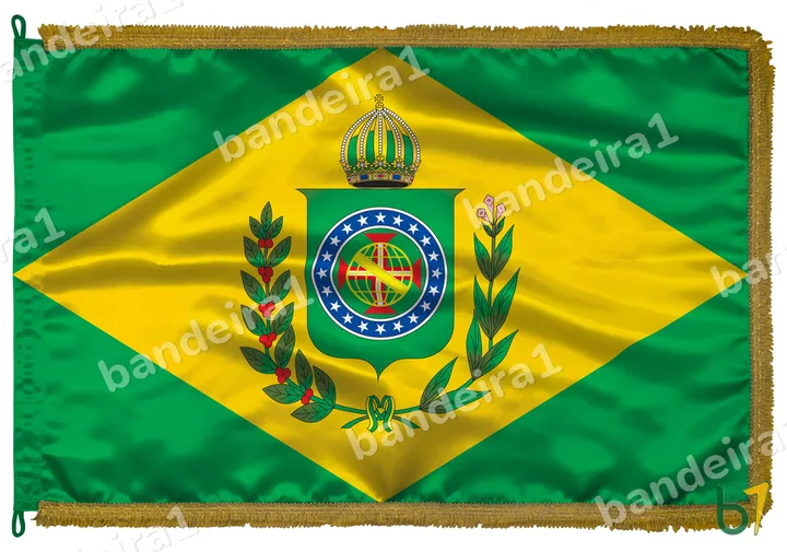 Bandeira do Império do Brasil em cetim com franja dourada