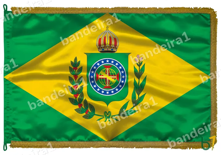 Bandeira Imperial do Brasil (versão 1822) em cetim com franja dourada